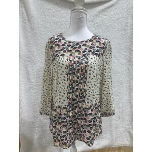 Boden Women’s Floral Tunic Top Multicolor 3/4 Sleeve Pleated Front Boho Style